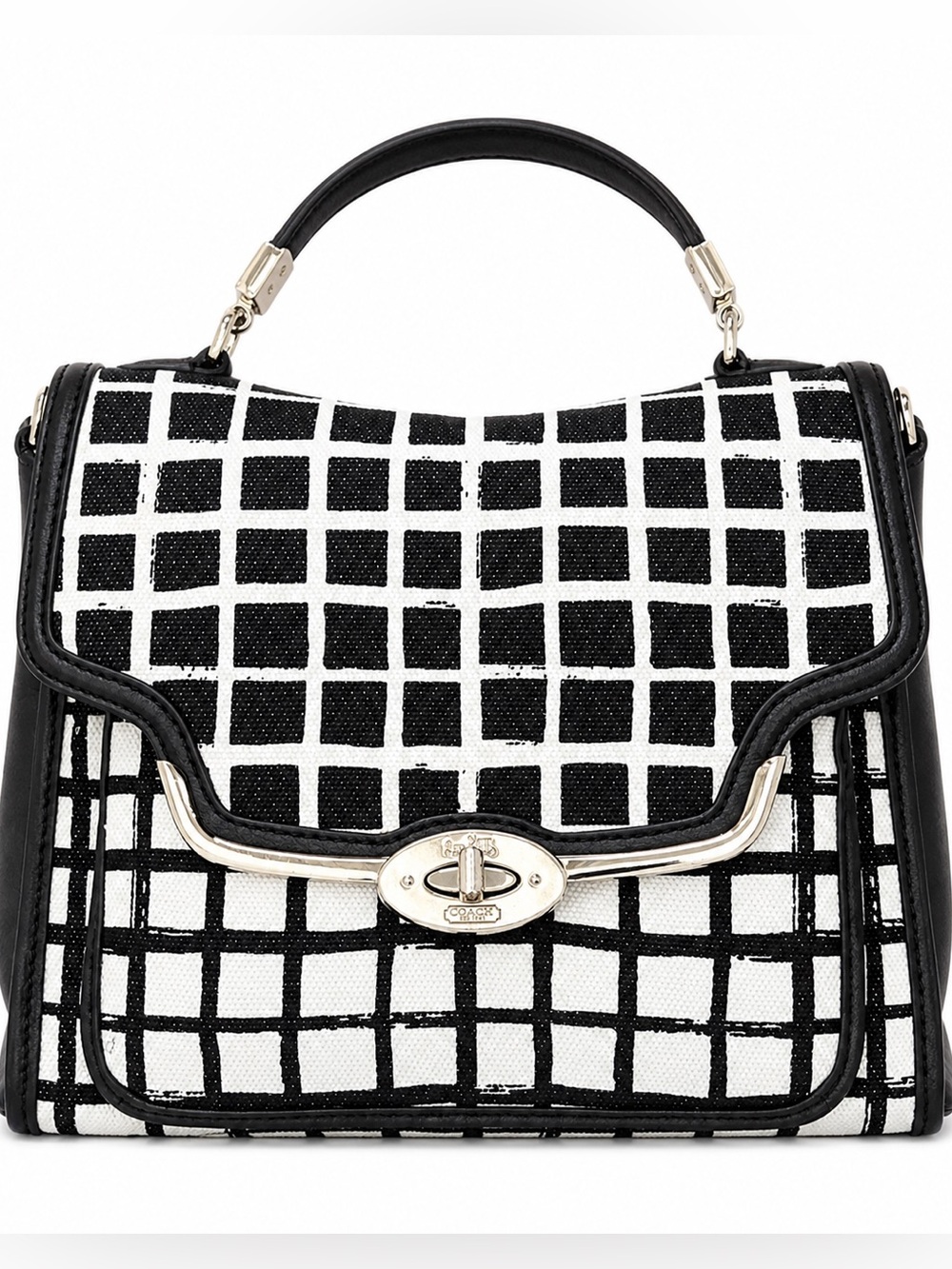 COACH MADISON GRAPHIC POP ART SADIE HANDBAG LEATHER TRIM BLACK crossbody bag Y2K